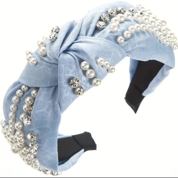 Elegant Blue Pearl and Crystal Headband - Picture 1 of 1